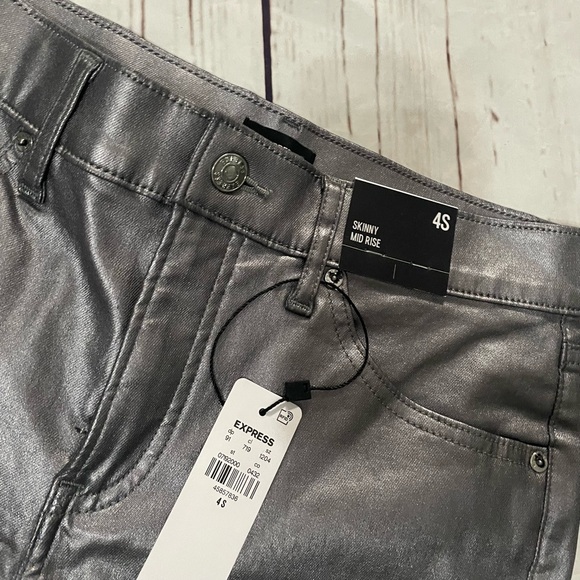 NWT Express skinny mid rise silver metallic jeans - Picture 5 of 7